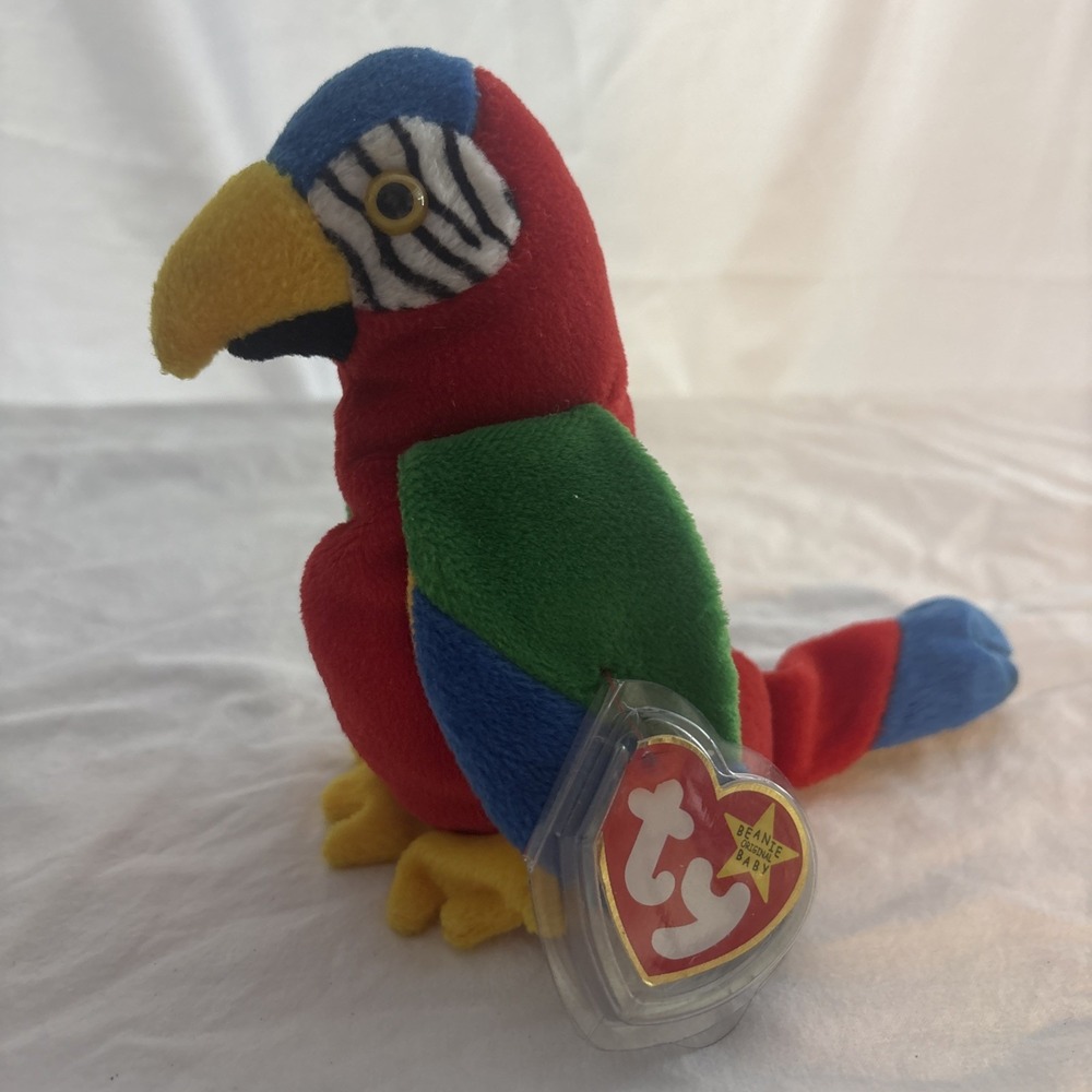 Ty Jabber Beanie Baby Parrot 1997 Rare Tag Errors Date Fastener Mint UPC 041978
